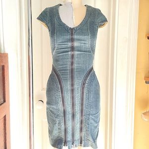 Prairie Underground Triptych Denim Zipper Dress XS